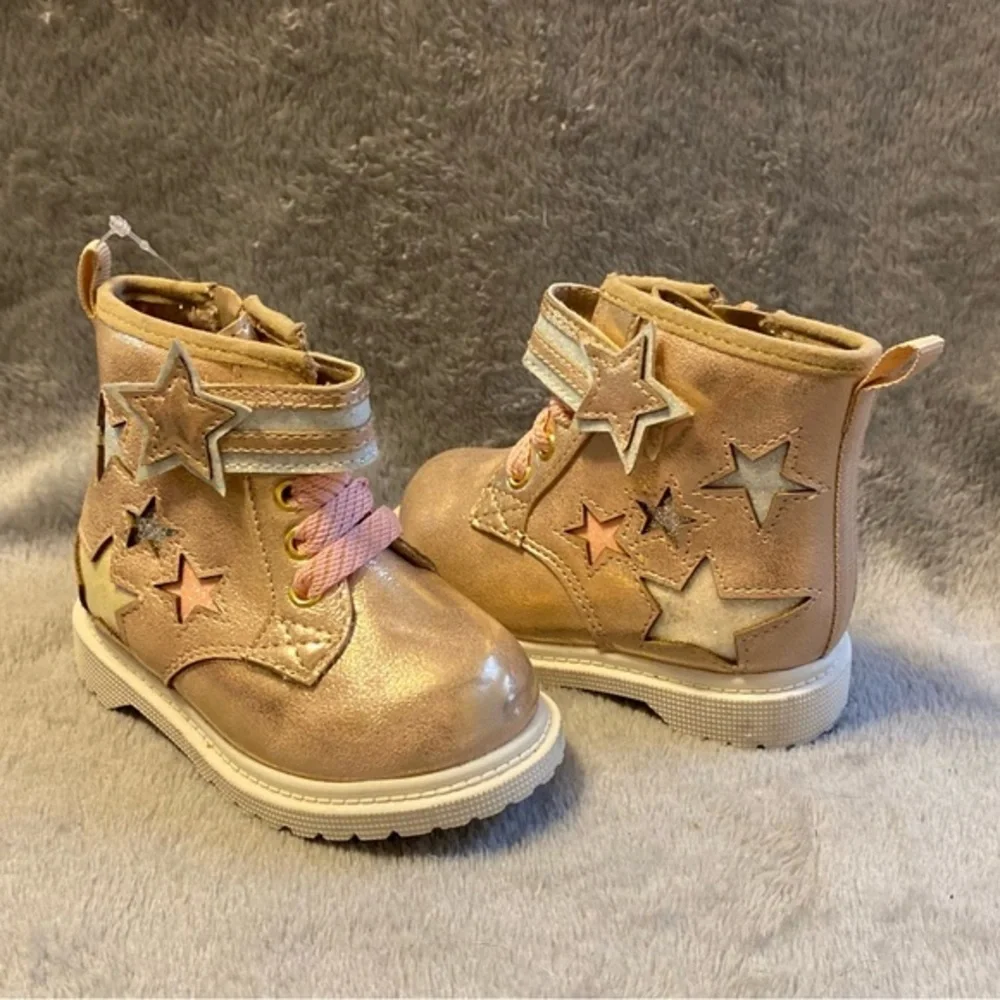 Wonder Nation Shoes Girls‎ Size 4 Stars Velcro New With Tags Side Zip